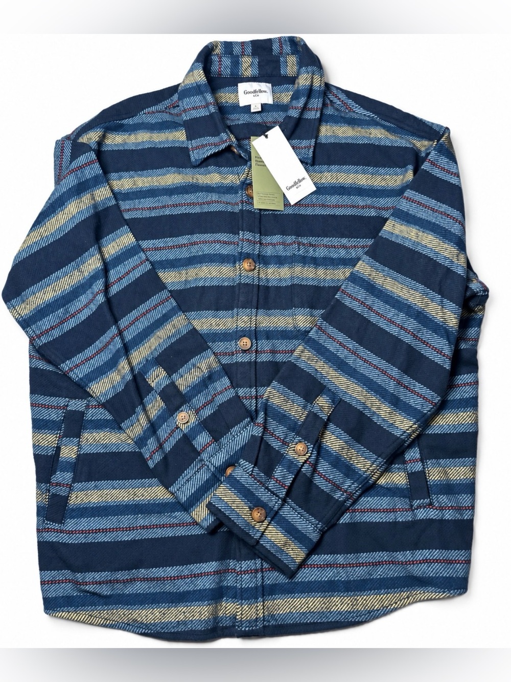 Goodfellow & Co Men’s Heavyweight Flannel Shirt Jacket Blue Plaid Size L